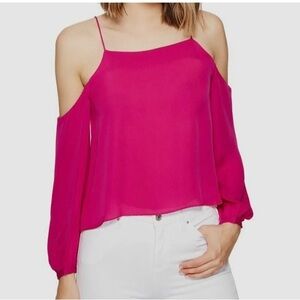 Nicole Miller Artelier Cold Shoulder 100% Silk Blouse